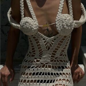 Chic Tan Crochet Swim Cover-Up